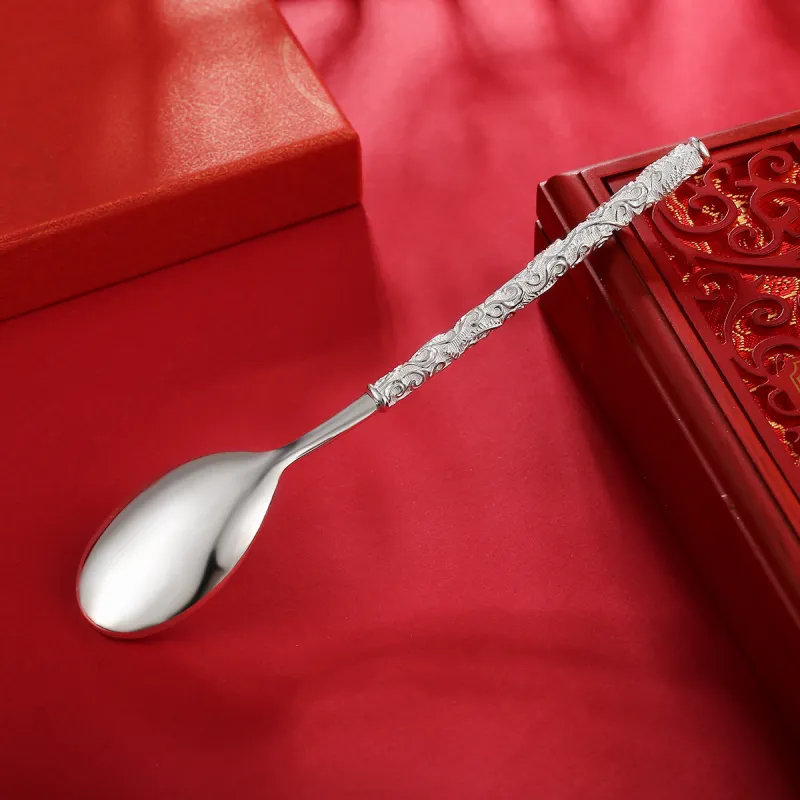 Yu Yin 999 Fine Silver Soup Ladle Spoon Unisex-5