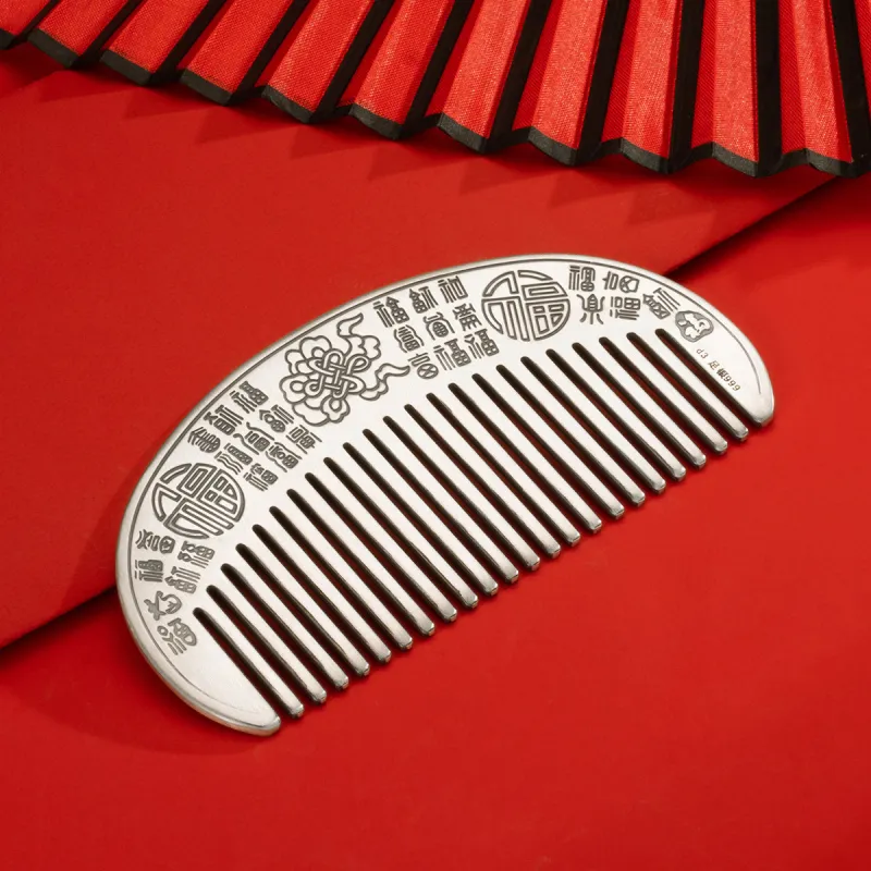 Yu Yin Pure Silver 999 Sterling Silver Comb Women's-2