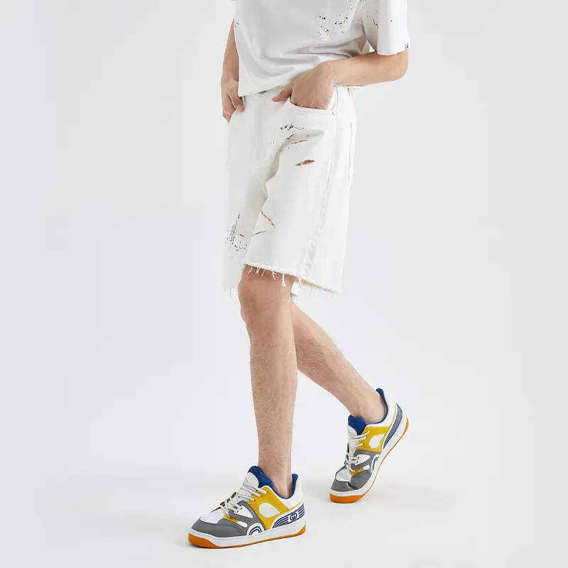 23R+ Denim Shorts Men White-3