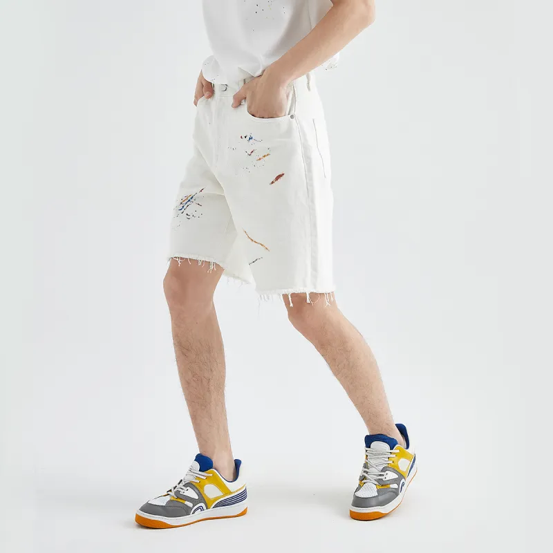 23R+ Denim Shorts Men White-6