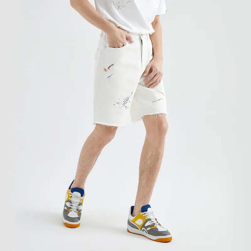 23R+ Denim Shorts Men White-5