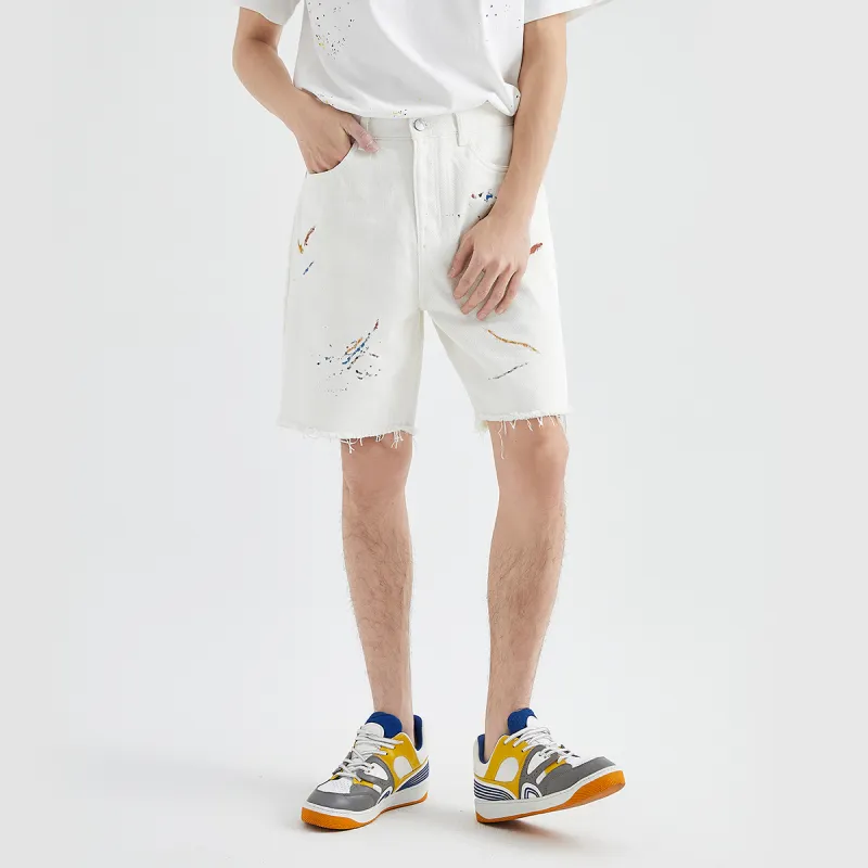 23R+ Denim Shorts Men White-2