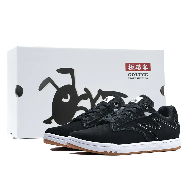 GOLUCK Ant Collection Coverage Cushioning Abrasion Resistant Low Top Skateboard Shoes Unisex Black White-1