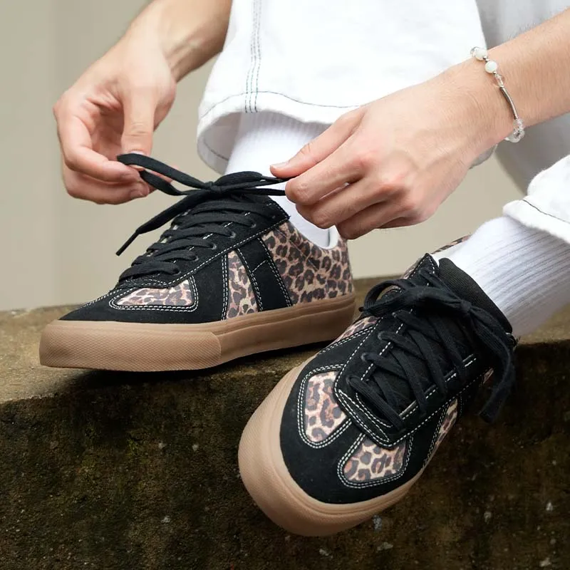 GOLUCK Leopard Print German Army Trainers Cushioning, Wear Resistant Low Top Skateboard Shoes Unisex African Leopard-3