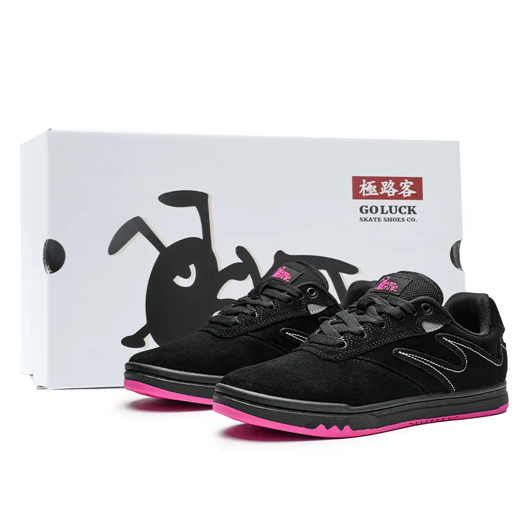 GOLUCK Ant Collection Slip Resistant Cushioning Abrasion Resistant Low Top Skateboard Shoes Unisex Black Pink-1