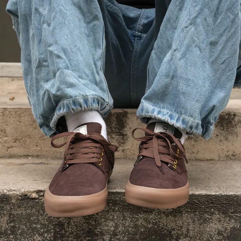 GOLUCK Cushioning Breathable Abrasion Resistant Low Top Skateboard Shoes Unisex Amber Brown-4