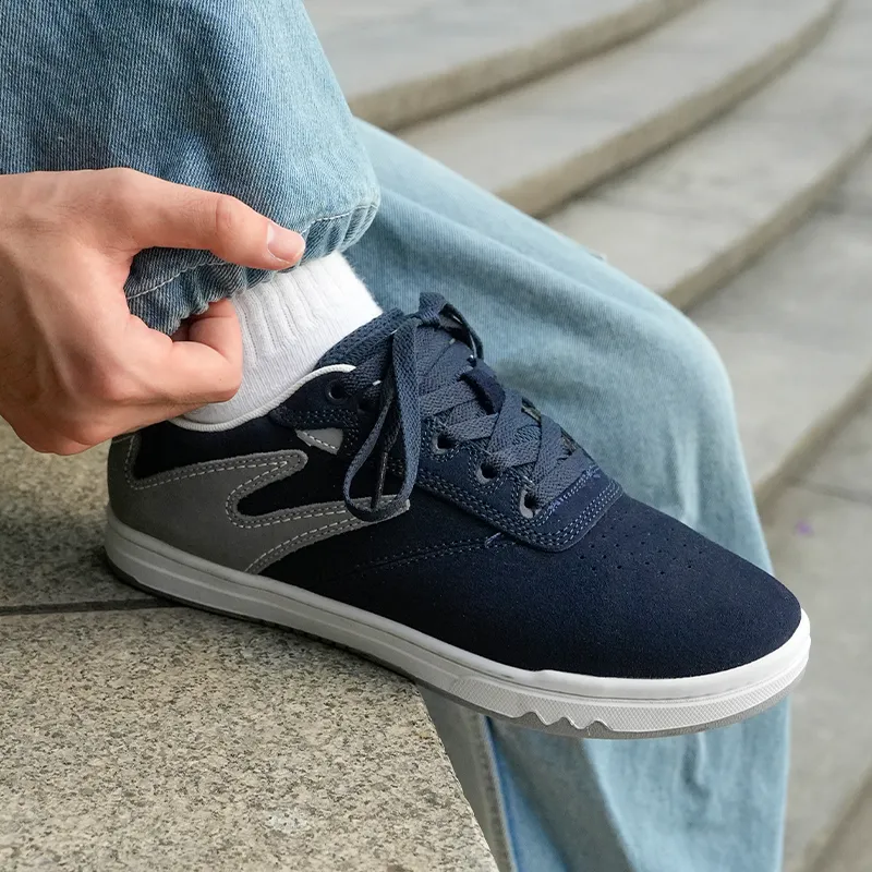 GOLUCK Cushioning, Wear Resistant Low Top Skateboard Shoes Unisex Blue Gray-3