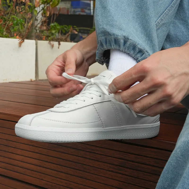 GOLUCK Slip Resistant Cushioning Low Top Skateboard Shoes Unisex Pure White-2