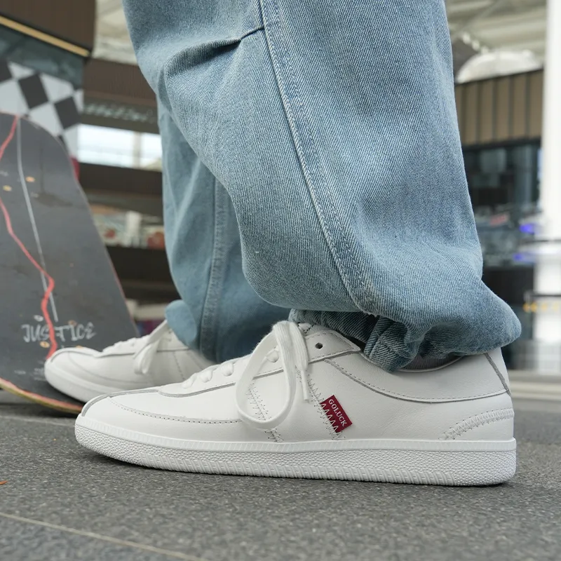 GOLUCK Slip Resistant Cushioning Low Top Skateboard Shoes Unisex Pure White-4