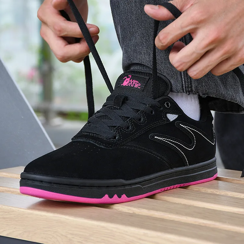 GOLUCK Ant Collection Slip Resistant Cushioning Abrasion Resistant Low Top Skateboard Shoes Unisex Black Pink-5