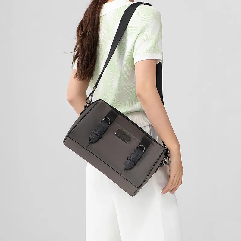Cuneiform Uncoated Microfiber Shoulder Bag, Crossbody Bag Regular Unisex Dark Gray & Black-3