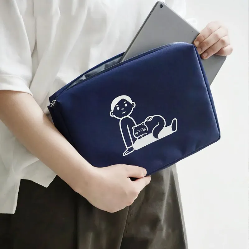 KOKUYO ×Noritake Collaboration Nylon Flat Pack Storage Bag Unisex Dark Blue/White-3