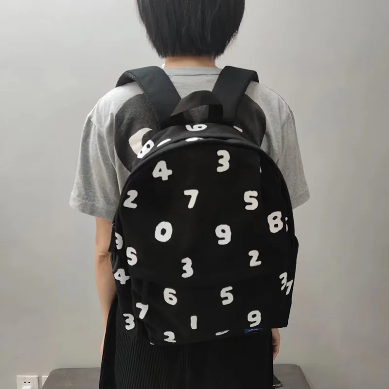 KOKUYO SOUSOU Collaboration Cotton Backpack Trumpets Unisex Black White-4