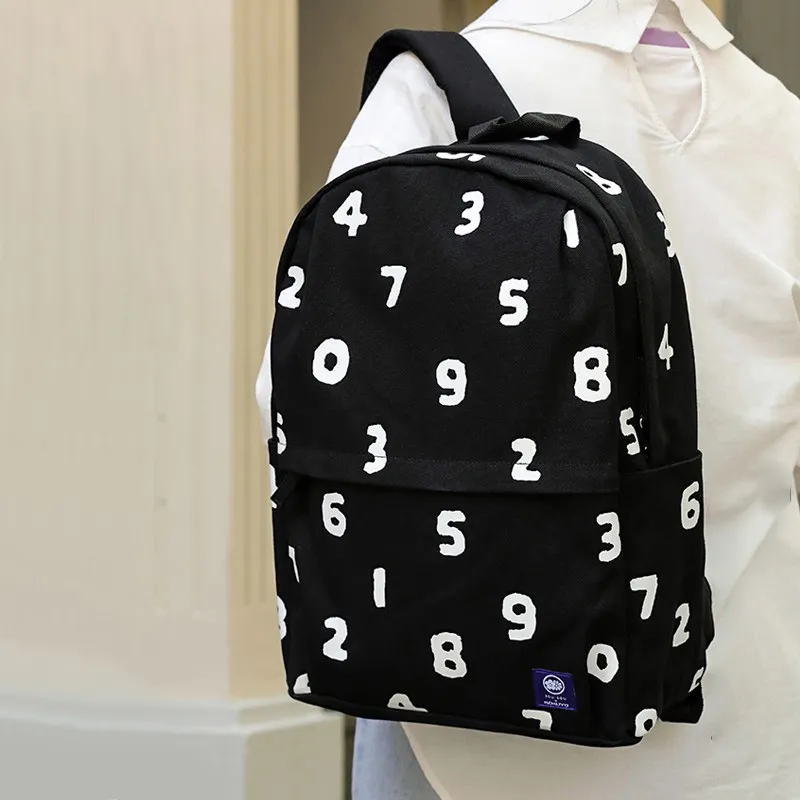 KOKUYO SOUSOU Collaboration Cotton Backpack Trumpets Unisex Black White-2