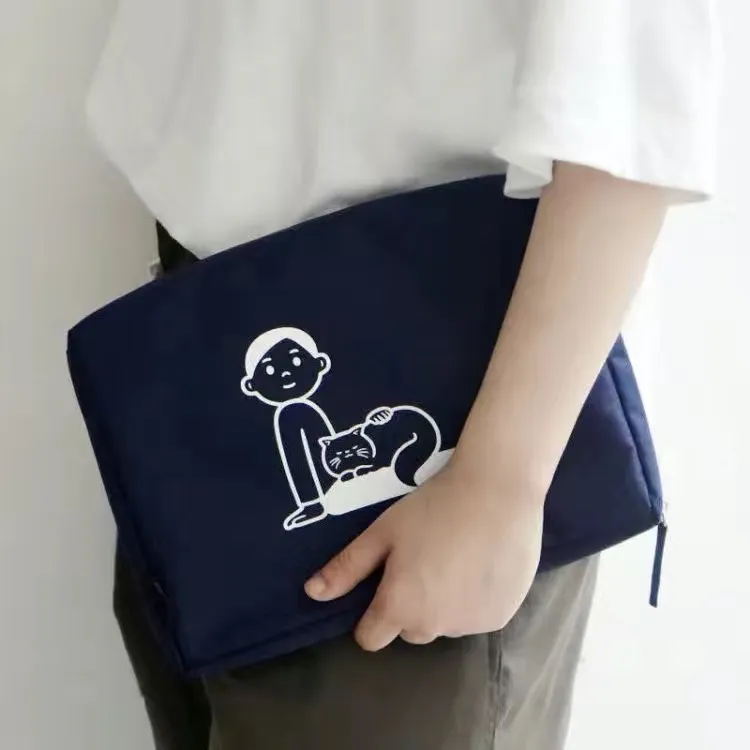 KOKUYO ×Noritake Collaboration Nylon Flat Pack Storage Bag Unisex Dark Blue/White-2