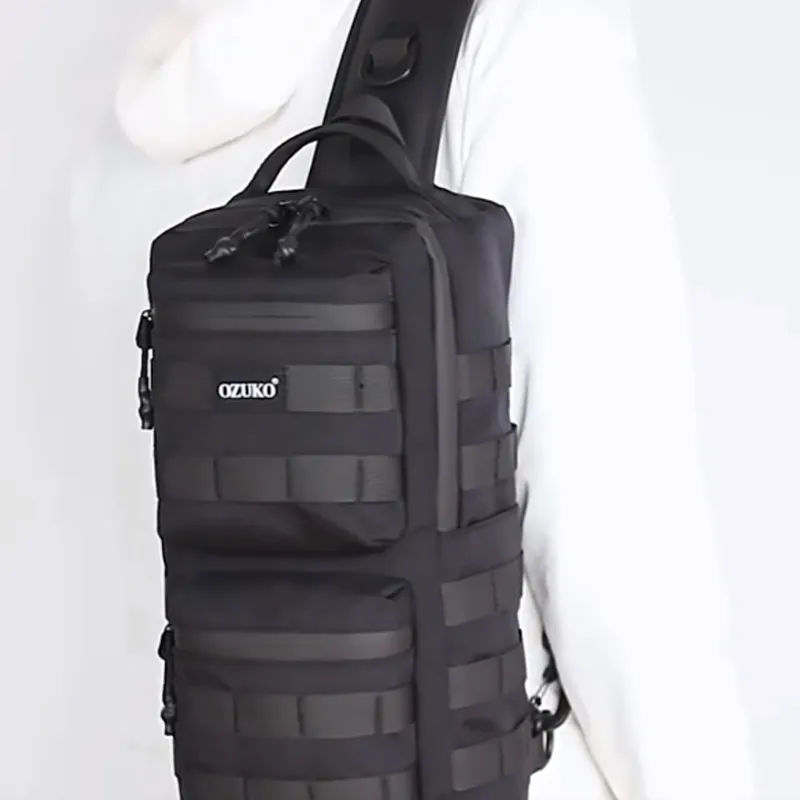 OZUKO Oxford Shoulder Bag Unisex Black/Camouflage-1