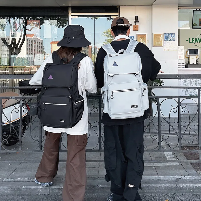 OZUKO Nylon Backpack Travel Unisex Light Gray/Black-1