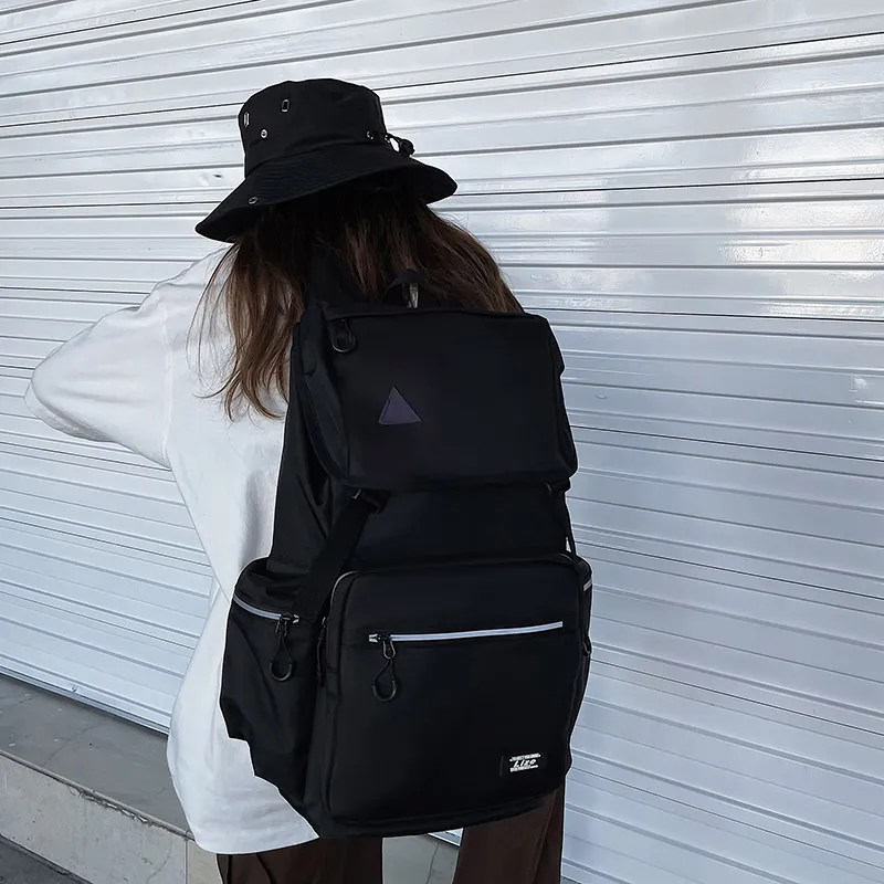 OZUKO Nylon Backpack Travel Unisex Light Gray/Black-19