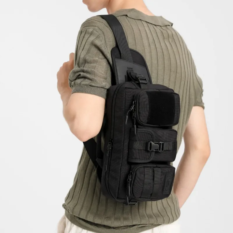 OZUKO Oxford Fanny Pack Sports Bag Crossbody Bag Travel Bag Shoulder Bag Unisex Khaki/Black-2