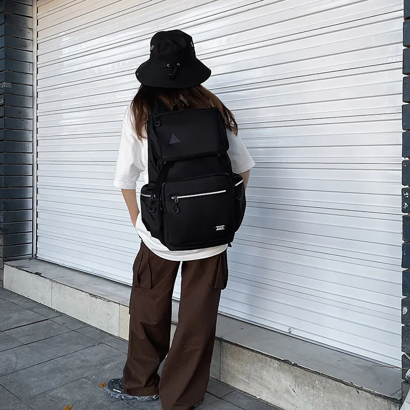 OZUKO Nylon Backpack Travel Unisex Light Gray/Black-21