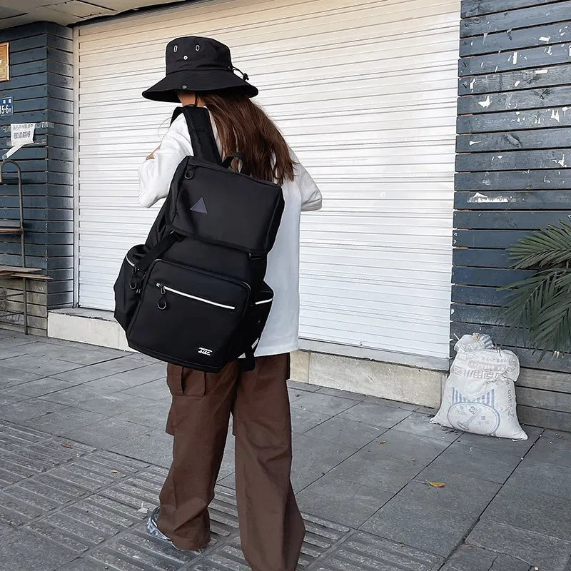 OZUKO Nylon Backpack Travel Unisex Light Gray/Black-23