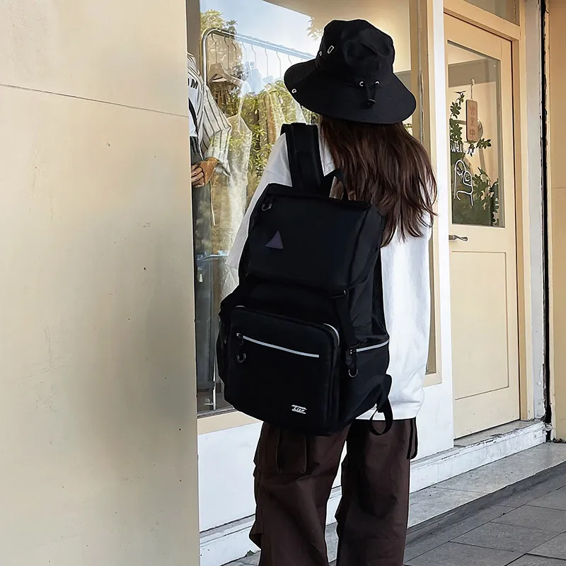 OZUKO Nylon Backpack Travel Unisex Light Gray/Black-20