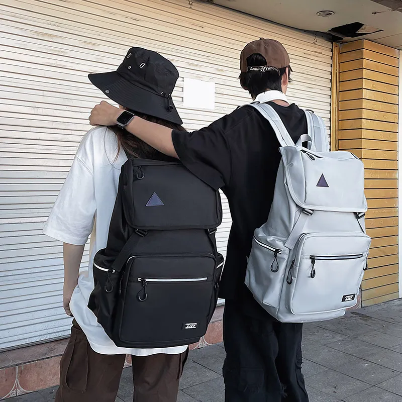 OZUKO Nylon Backpack Travel Unisex Light Gray/Black-5