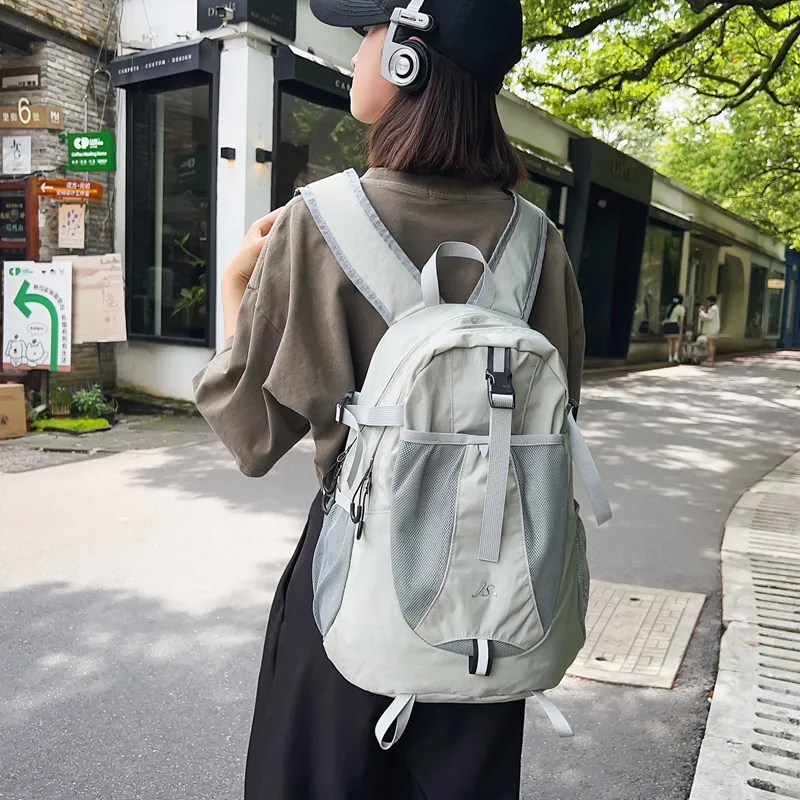 OZUKO Nylon Travel Backpack Unisex Gray/Black-1