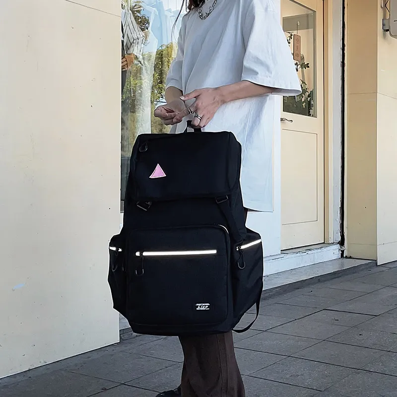 OZUKO Nylon Backpack Travel Unisex Light Gray/Black-15