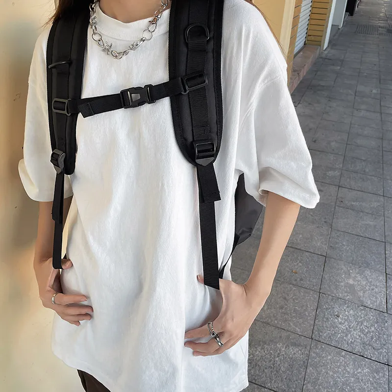 OZUKO Nylon Backpack Travel Unisex Light Gray/Black-16
