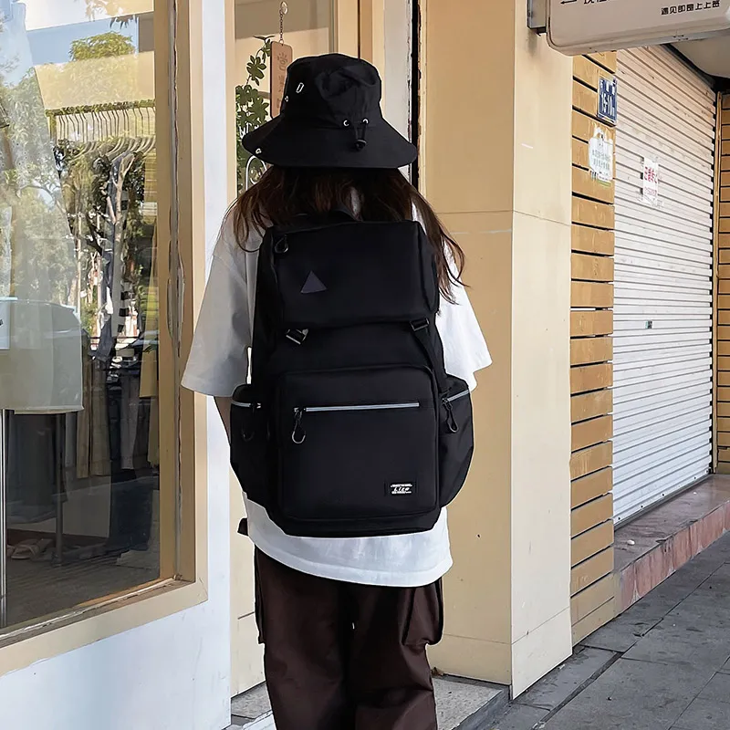OZUKO Nylon Backpack Travel Unisex Light Gray/Black-17