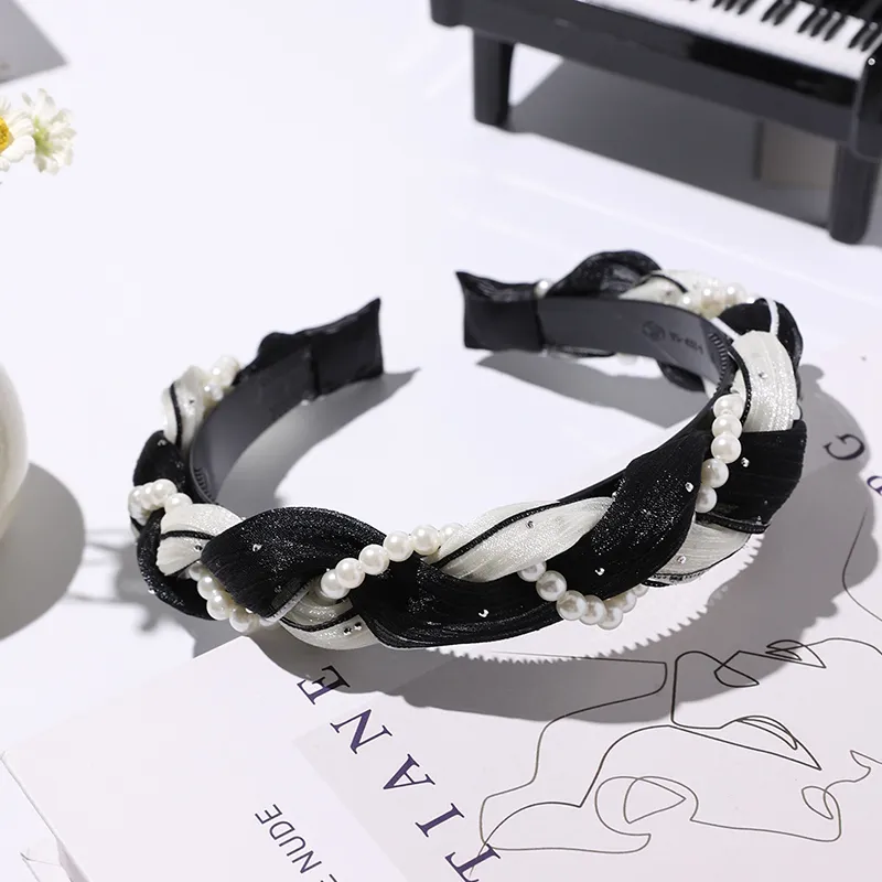 Inkopper Fabric Faux Pearl Headbands Women's-1