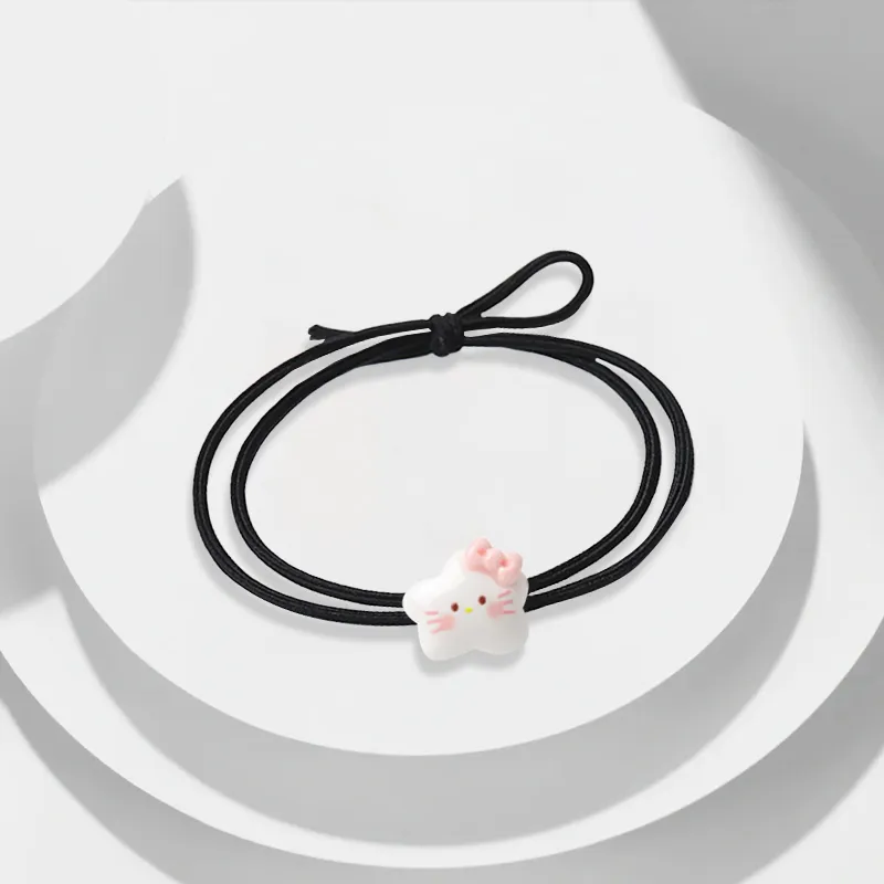 Inkopper Leather Band Resin Hair Tie Women's-4