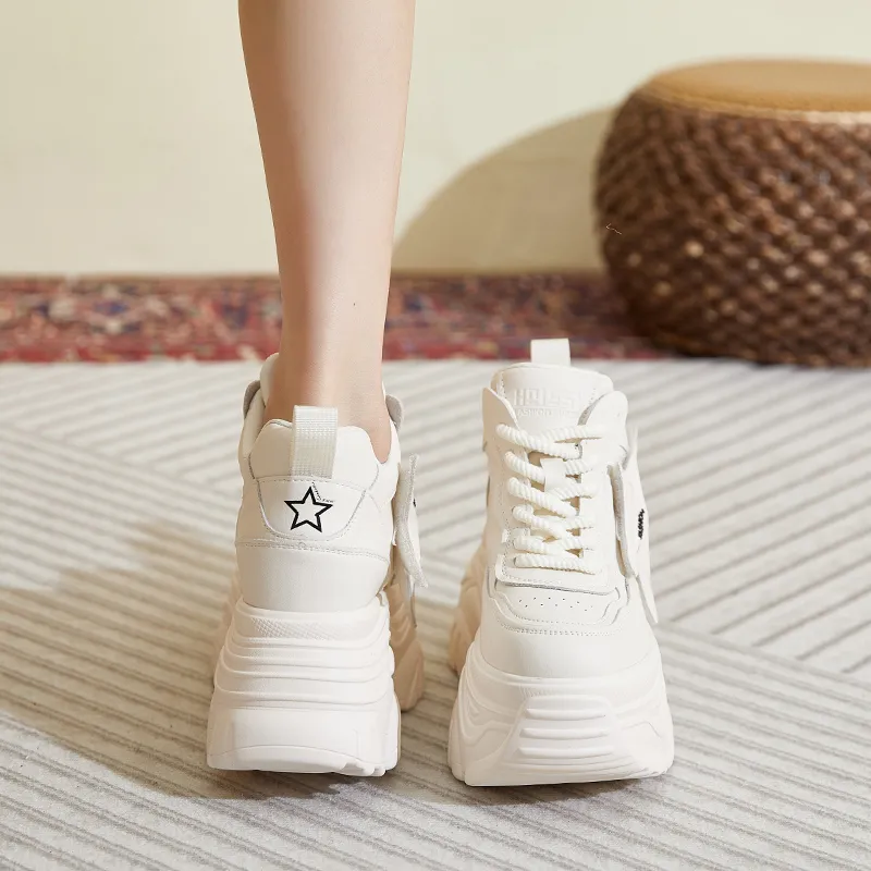 Shangjinni Abrasion Resistant Lightweight Height Increasing Low Top Chunky Sneakers Women's-2