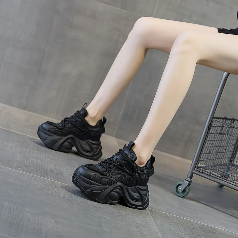 Shangjinni Cushioning Anti-Slip Wear-Resistant Breathable Lightweight Height Increasing Low-Top Chunky Sneakers Women's-15