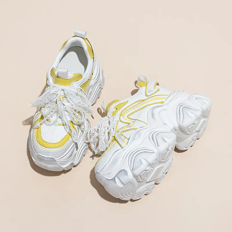 Shangjinni Abrasion Resistant Breathable Height Increasing Low Top Chunky Sneakers Women's-10