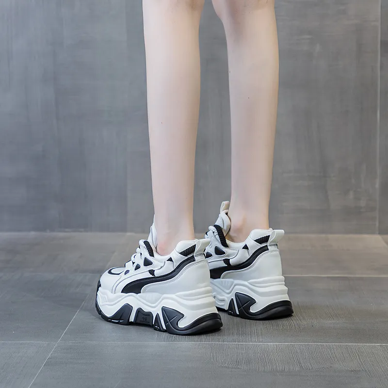 Shangjinni Lightweight Height Increasing Low Top Chunky Sneakers Women's-5