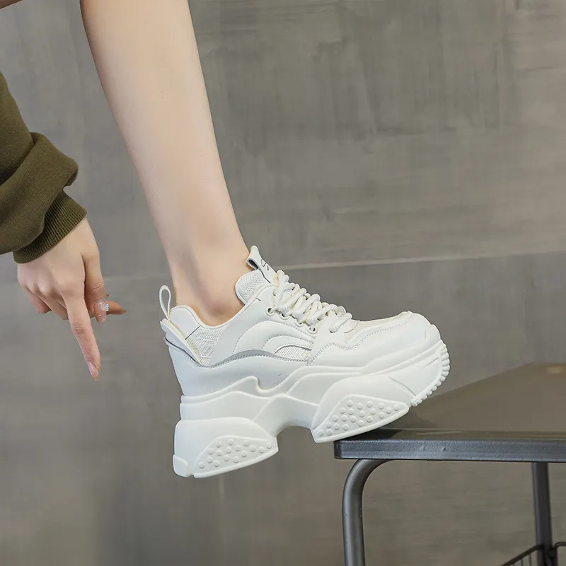 Shangjinni Lightweight Height Increasing Mid-Top Chunky Sneakers Women's-10