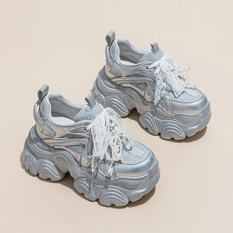 Shangjinni Abrasion Resistant Breathable Height Increasing Low Top Chunky Sneakers Women's-13
