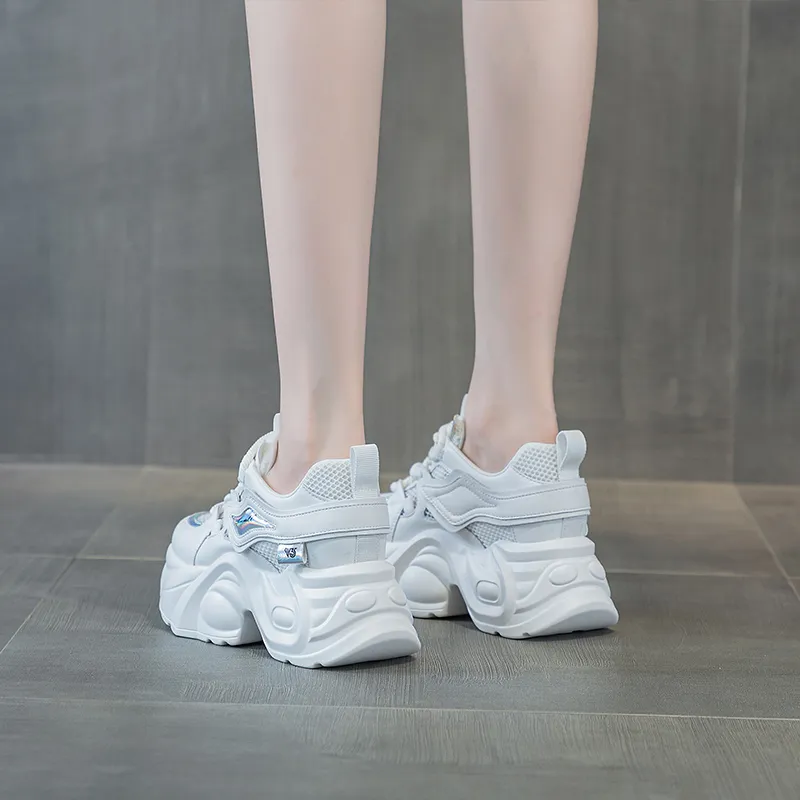 Shangjinni Lightweight Height Increasing Mid Top Chunky Sneakers Women's-3
