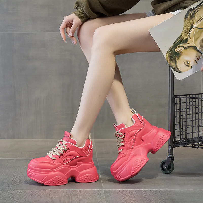 Shangjinni Lightweight Height Increasing Mid-Top Chunky Sneakers Women's-14