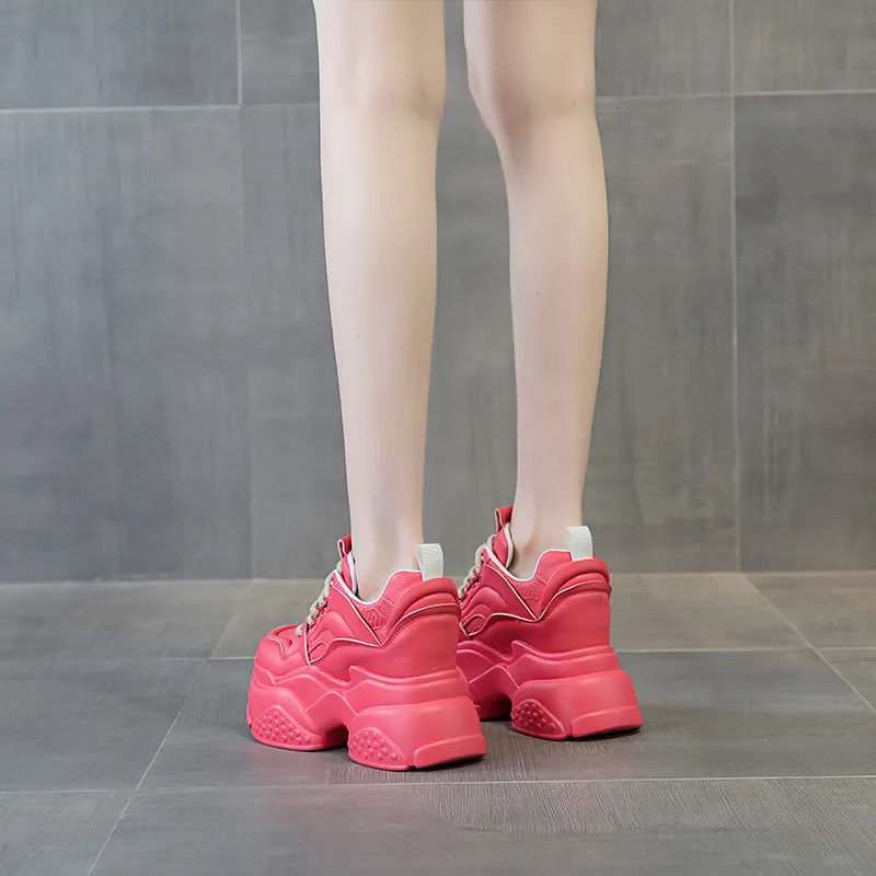 Shangjinni Lightweight Height Increasing Mid-Top Chunky Sneakers Women's-17