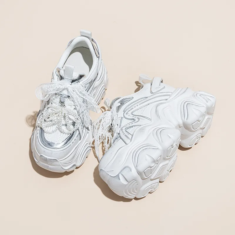 Shangjinni Abrasion Resistant Breathable Height Increasing Low Top Chunky Sneakers Women's-4