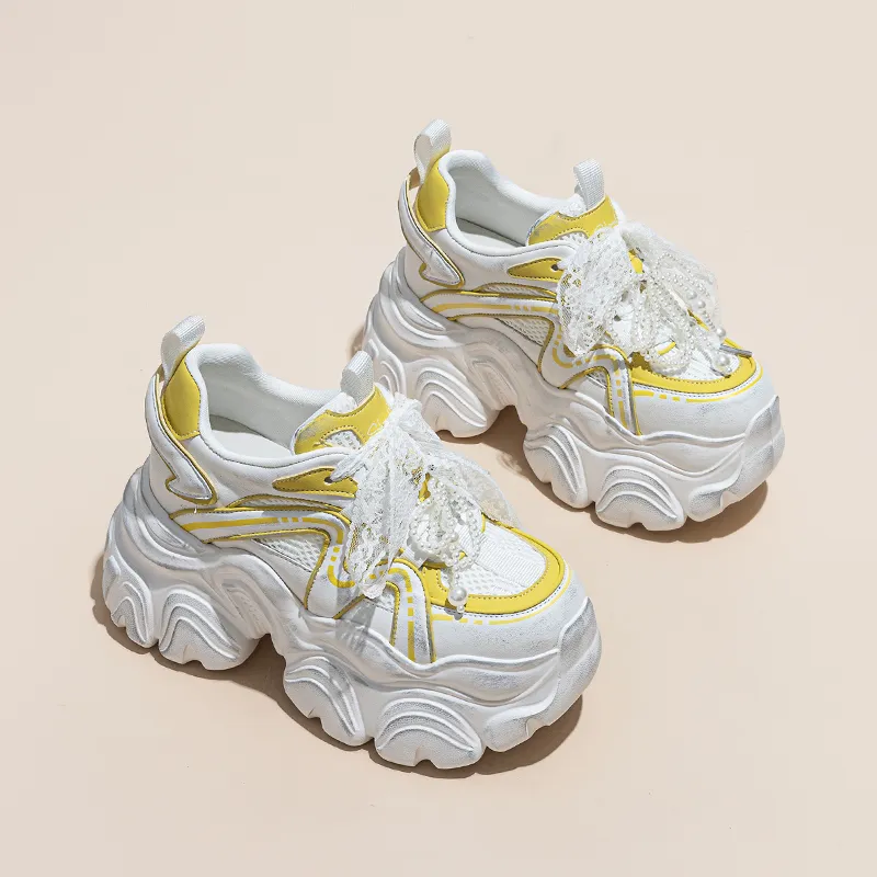 Shangjinni Abrasion Resistant Breathable Height Increasing Low Top Chunky Sneakers Women's-8