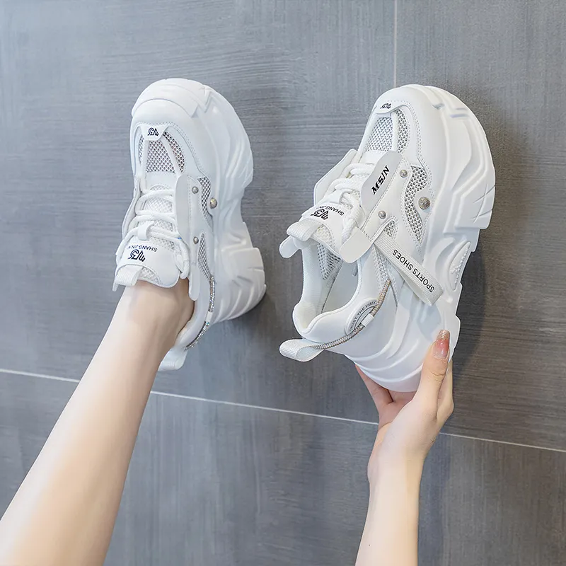Shangjinni Lightweight Height Increasing Mid Top Chunky Sneakers Women's-7