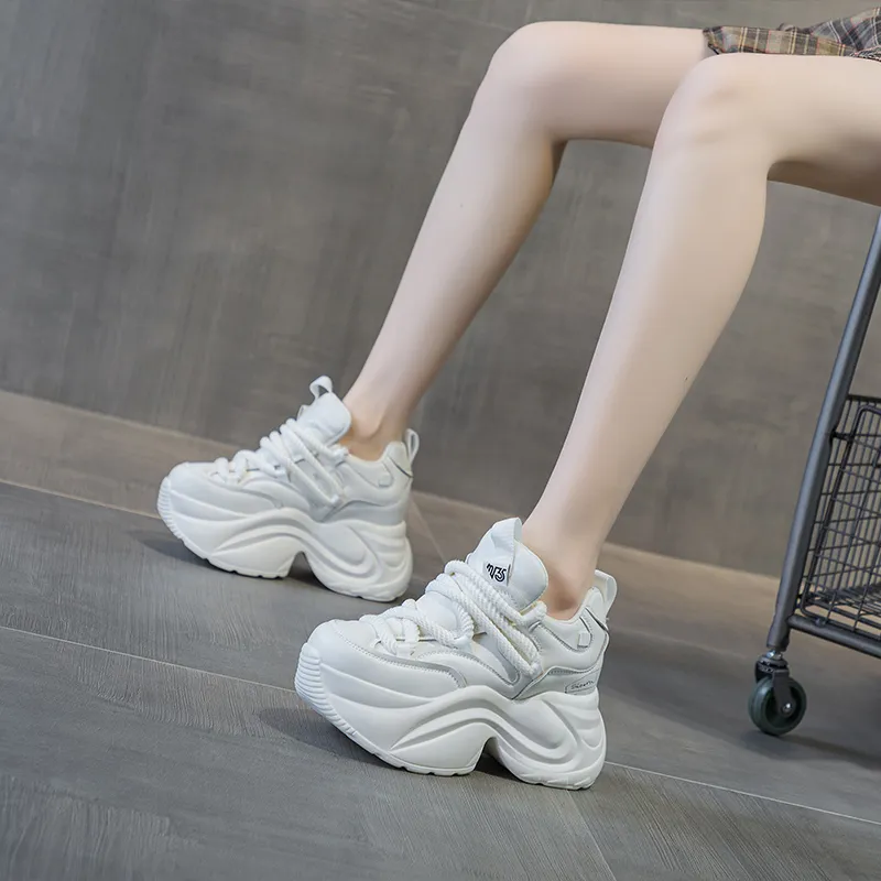 Shangjinni Lightweight Height Increasing Mid-Top Chunky Sneakers Women's-4