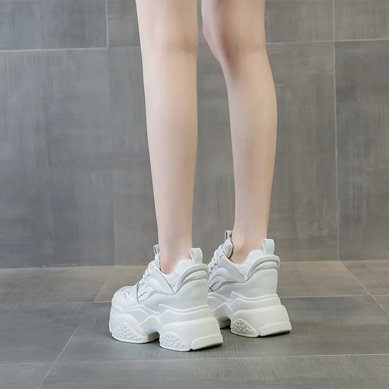 Shangjinni Lightweight Height Increasing Mid-Top Chunky Sneakers Women's-11