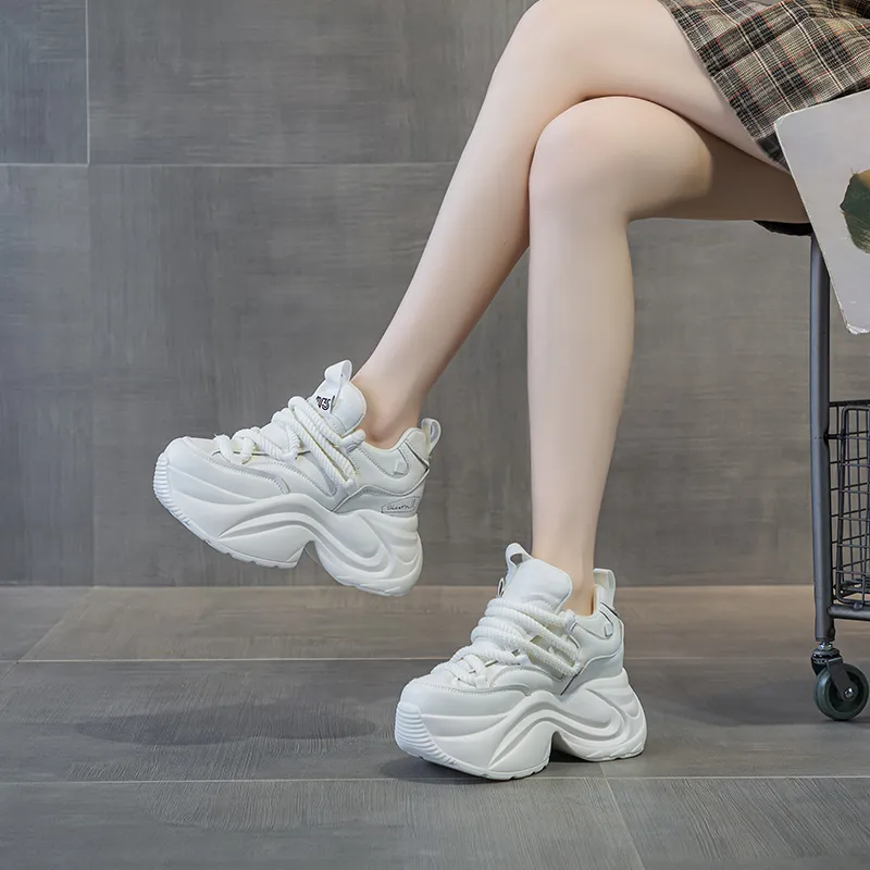 Shangjinni Lightweight Height Increasing Mid-Top Chunky Sneakers Women's-1