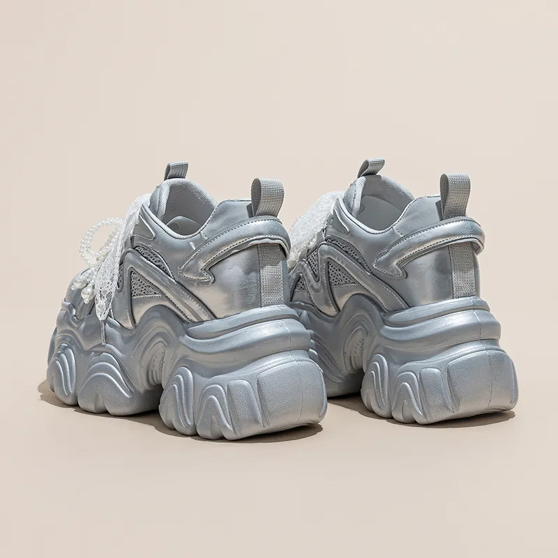 Shangjinni Abrasion Resistant Breathable Height Increasing Low Top Chunky Sneakers Women's-14