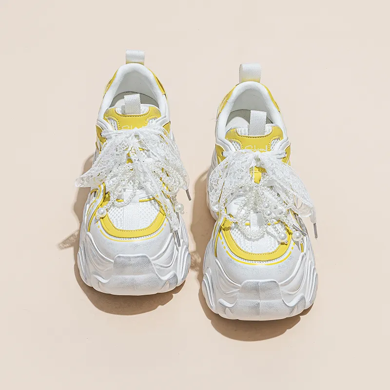 Shangjinni Abrasion Resistant Breathable Height Increasing Low Top Chunky Sneakers Women's-7